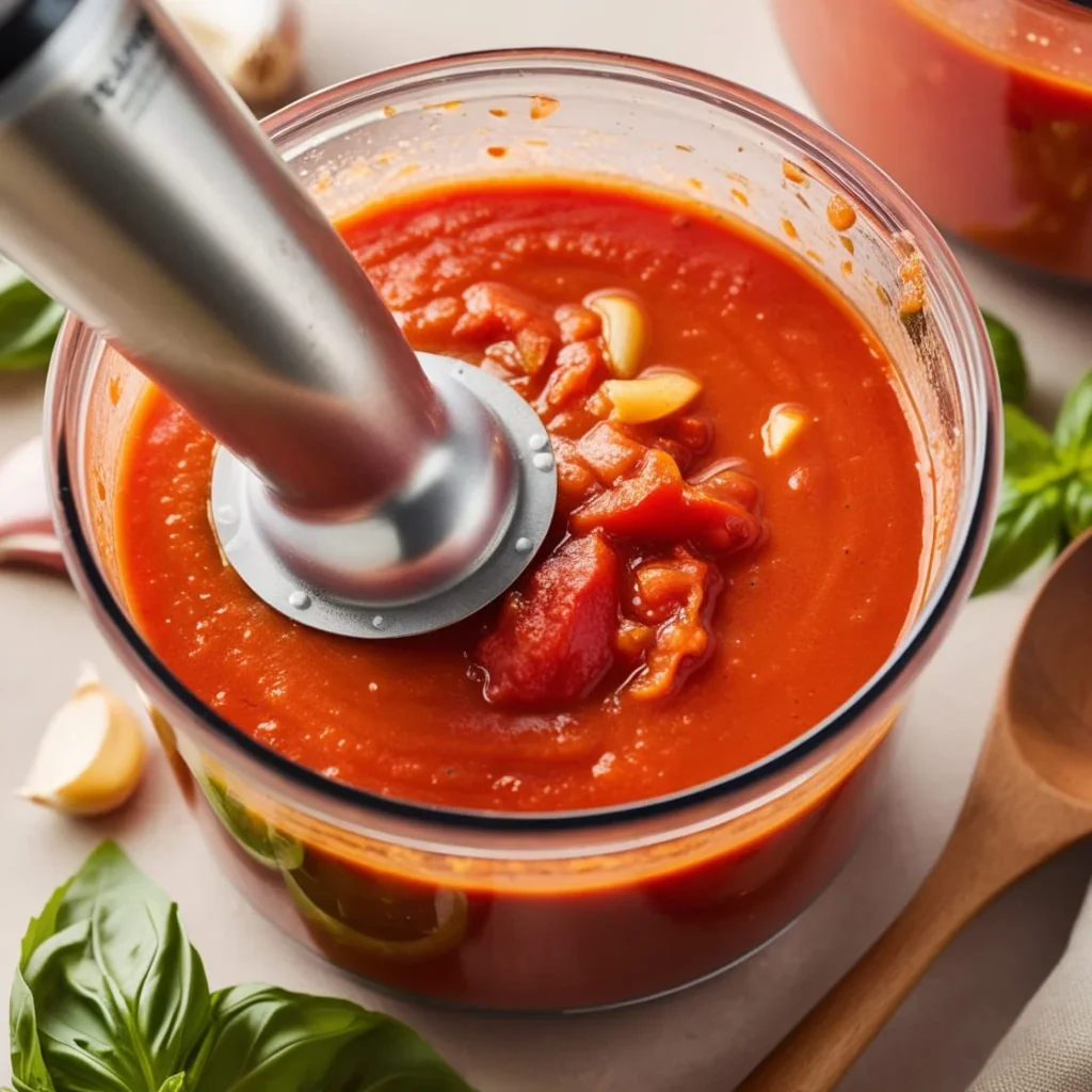 Blending the Roasted Tomatoes into Soup