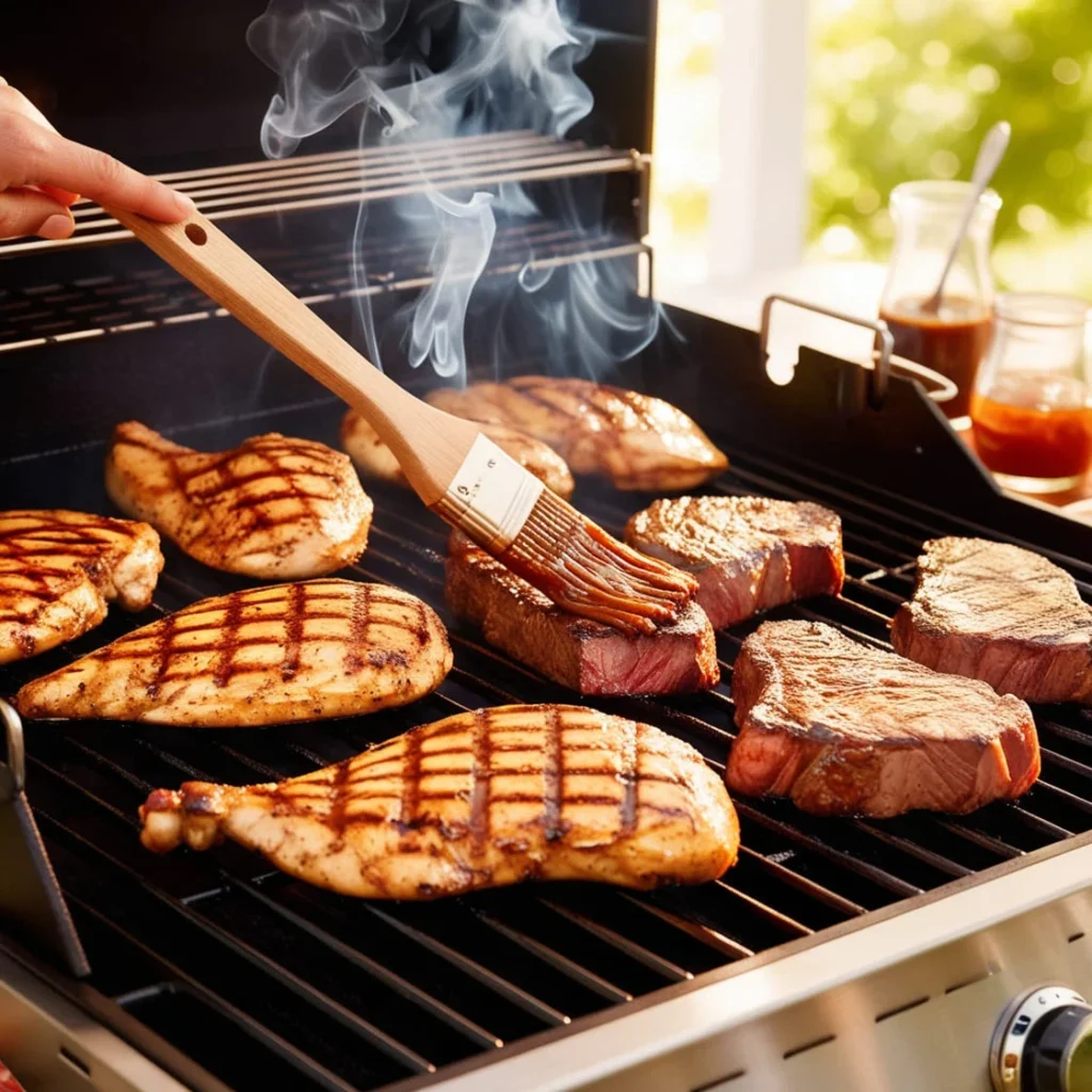 Grilled Chicken and Steak on the Grill