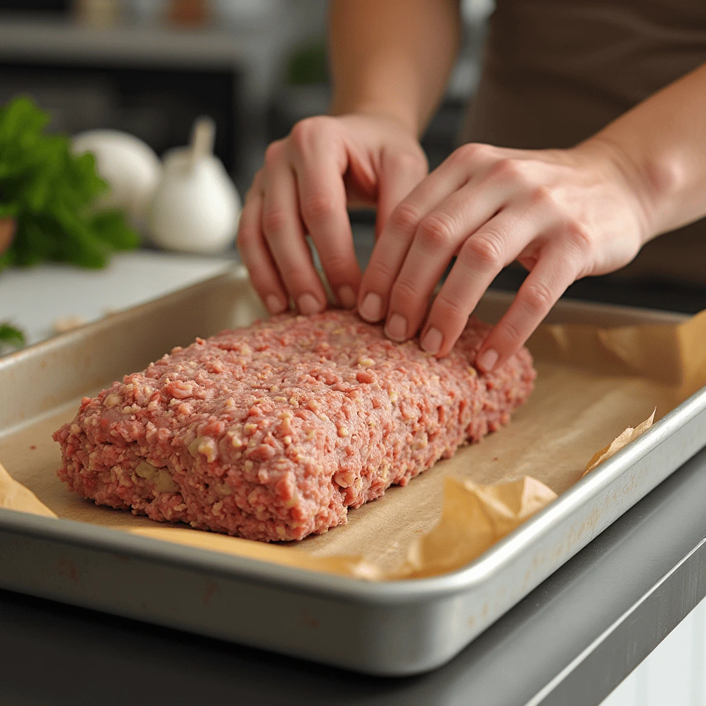 Shaping the Turkey Meatloaf